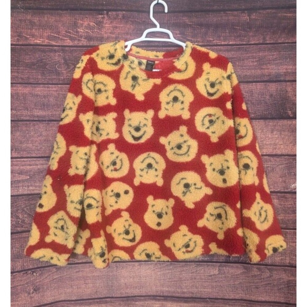 Disney Winnie the Pooh Sherpa Fleece Pullover Sweatshirt Red 3X